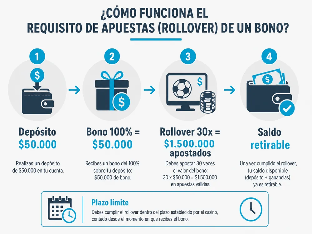Cómo funciona el requisito de apuesta de un bono, paso a paso